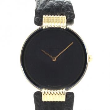 Christian Dior Black Moon Gold Plated Leather Womens Wristwatch 25 MM