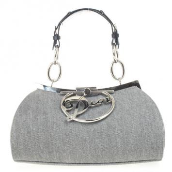 Christian Dior Framed Denim Top Handle Clutch Bag