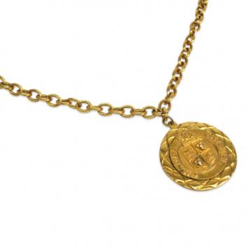 Chanel Gold Plated Medallion Pendant Neckalce