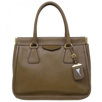 Prada Tobacco Saffiano Leather Medium Frame Bag
