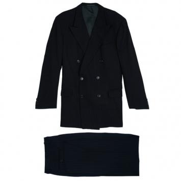 Pre Owned Ermenegildo Zegna Black Pinstripe Suit EU58