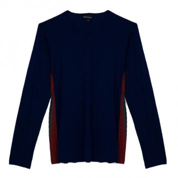 Pre Owned Emporio Armani Blue Multicolor Men's Sweater XXXL
