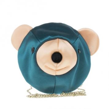 Charlotte Olympia Green Silk Satin Ted Shoulder Bag