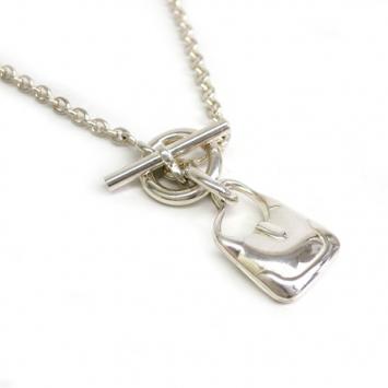 Hermes Bag Silver Pendant Necklace