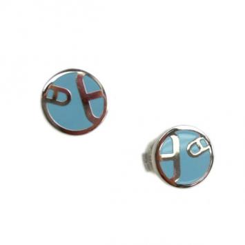 Hermes Chain D'Ancre Azur Enameled Earrings