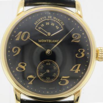 Pre Owned MontBlanc Meisterstuck SS Leather Power Reserve Mens Wristwatch 36 MM