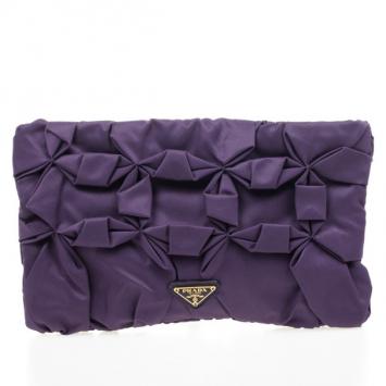 Prada Purple Star-Pleated Clutch