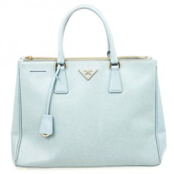 Prada Baby Blue Saffiano Lux Double-Zip Tote