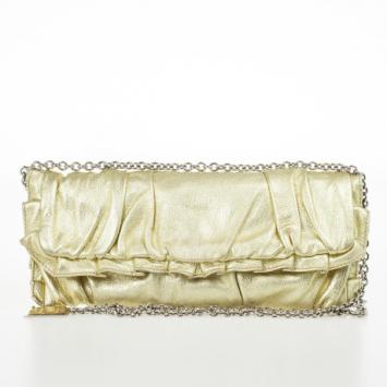 Dolce and Gabbana Gold Pleated Leather Miss Buttercup Clutch
