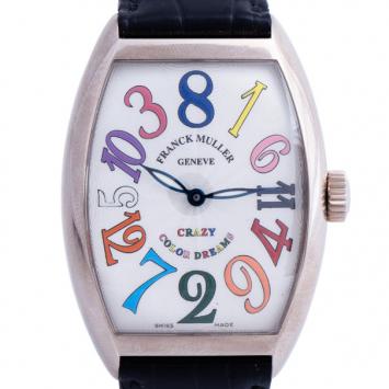 Pre Owned Franck Muller White 18K White Gold Crazy Color Dreams Men's Wristwatch 35MM
