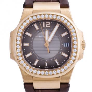 Patek Philippe Brown 18K Rose Gold Nautilus Women's Wristwatch 32MM