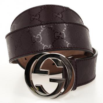 Gucci Brown Guccissima Canvas Supreme Interlocking 'G' Women Buckle Belt 100 CM