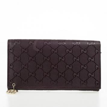 Gucci Burgundy Imprime Leather Monogram Continental Wallet