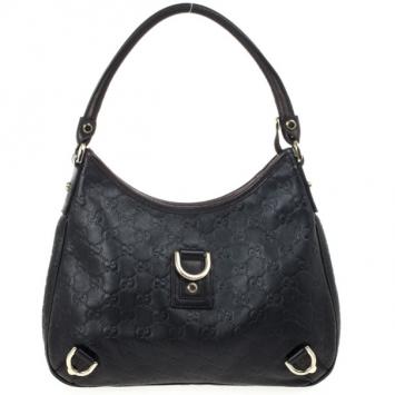 Gucci Black Guccissima Abbey D-Ring Hobo 