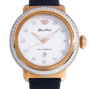 Glam Rock White Gold-Plated Steel Bal Harbour GR77014D Women's Wristwatch 40MM