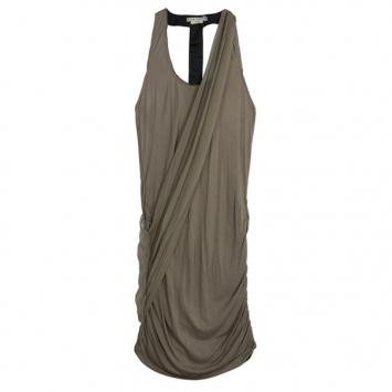 Alice + Olivia T-back Drape Khaki Green Silk Cotton Dress M