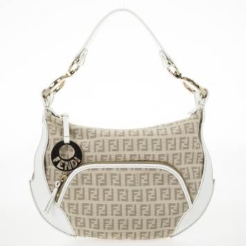 Fendi Zucchino Canvas Front Pocket Hobo Bag