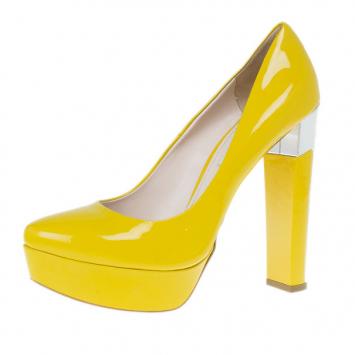 Miu Miu Yellow Patent Leather Platform Pumps Size 40.5