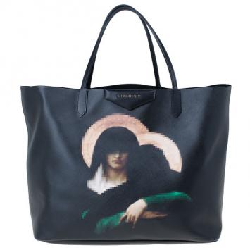 Givenchy Black Canvas Madonna Print Shopper
