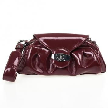 Just Cavalli Burgundy Patent Pleated Wristlet