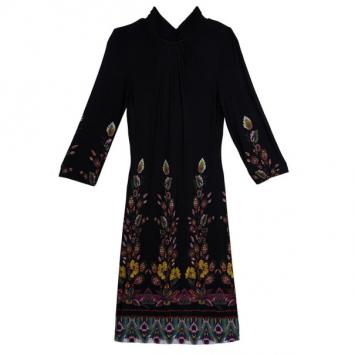Roberto Cavalli Black Stretch Floral Dress S