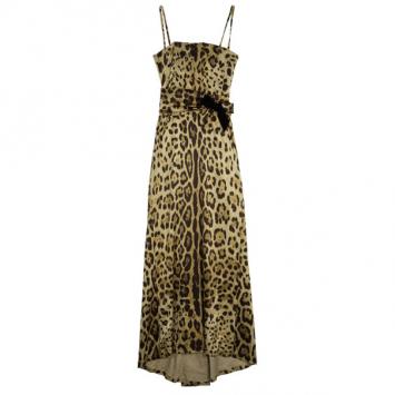Dolce and Gabbana Silk Leopard Print Gown L