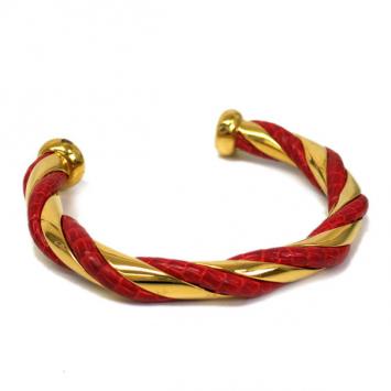 Hermes Leather and Metal Bangle