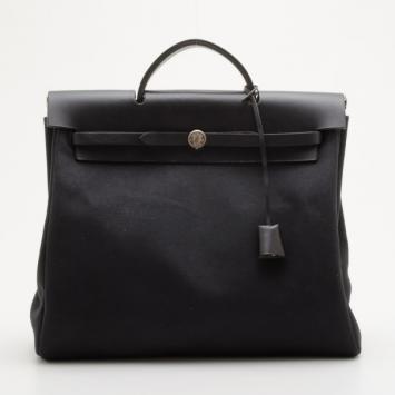 Hermes Black Herbag Convertible Satchel