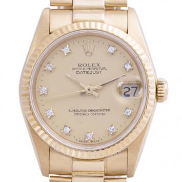 Rolex Gold 18K Yellow Gold DateJust Women's Wristwatch 31MM