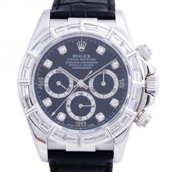 Pre Owned Rolex Black 18K White Gold Daytona Men's Wristwatch 40MM