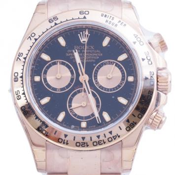 Pre Owned Rolex Navy 18K Rose Gold Daytona Men's Wristwatch 40MM