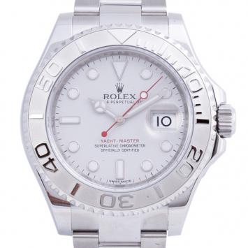 Pre Owned Rolex Silver Stainless Steel Yacht-Master Men's Wriswatch 40MM