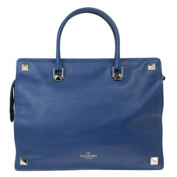 Valentino Blue Leather Studded Tote