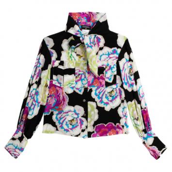 Chanel Floral Neck Tie Shirt
