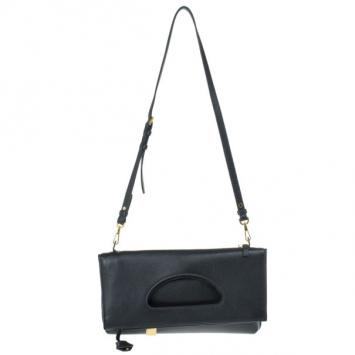 Tom Ford Black Leather Alix Fold Over Bag