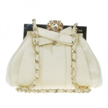 Dior Cream Satin Drapé Evening Clutch
