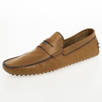 Pre Owned Tod's Brown Leather Gommino Moccasins Size 46
