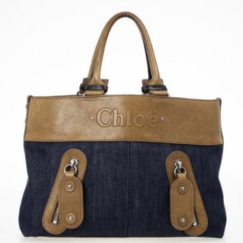 Chloe Denim Logo Tote