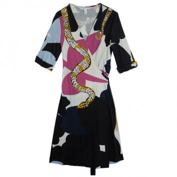 Diane Von Furstenberg 'Eve' Abstract Print Wrap Dress L