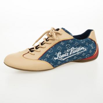 Louis Vuitton Denim Monogram & Leather Sneakers Size 40