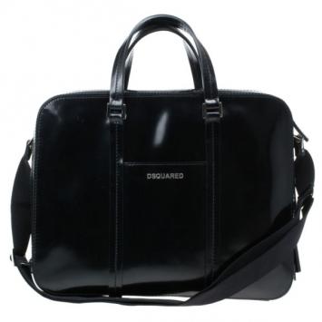 Pre Owned Dsquared2 Black Leather Men Travel Bag