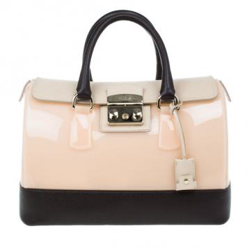 Furla Tri-Color Rubber and Leather Candy Satchel