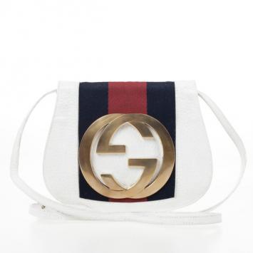 Gucci White Leather Crossbody Flap Bag