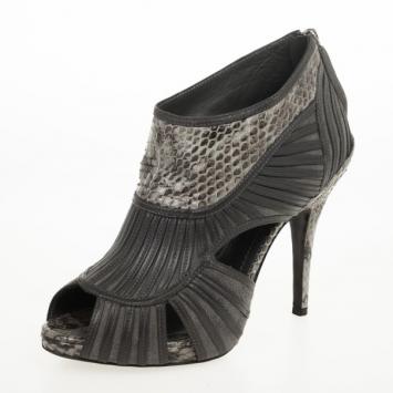 Christian Dior Grey Python Back Zip Ankle Booties Size 37