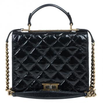 Chanel Black Crackled Leather Rita Flap Bag