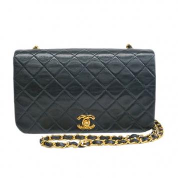 Chanel Black Lambskin Single Flap Shoulder Bag