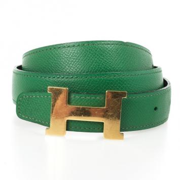 Hermes Green Leather Reversible Constance Belt