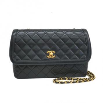 Chanel Black Lambskin Single Flap Shoulder Bag