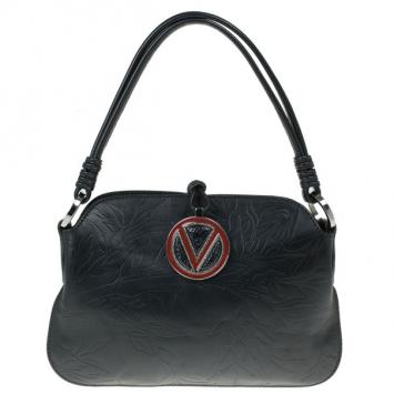 Valentino Black Leather Catch Shoulder Bag