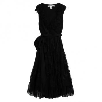 Diane Von Furstenberg Black Lace Dendermonde Wrap Dress